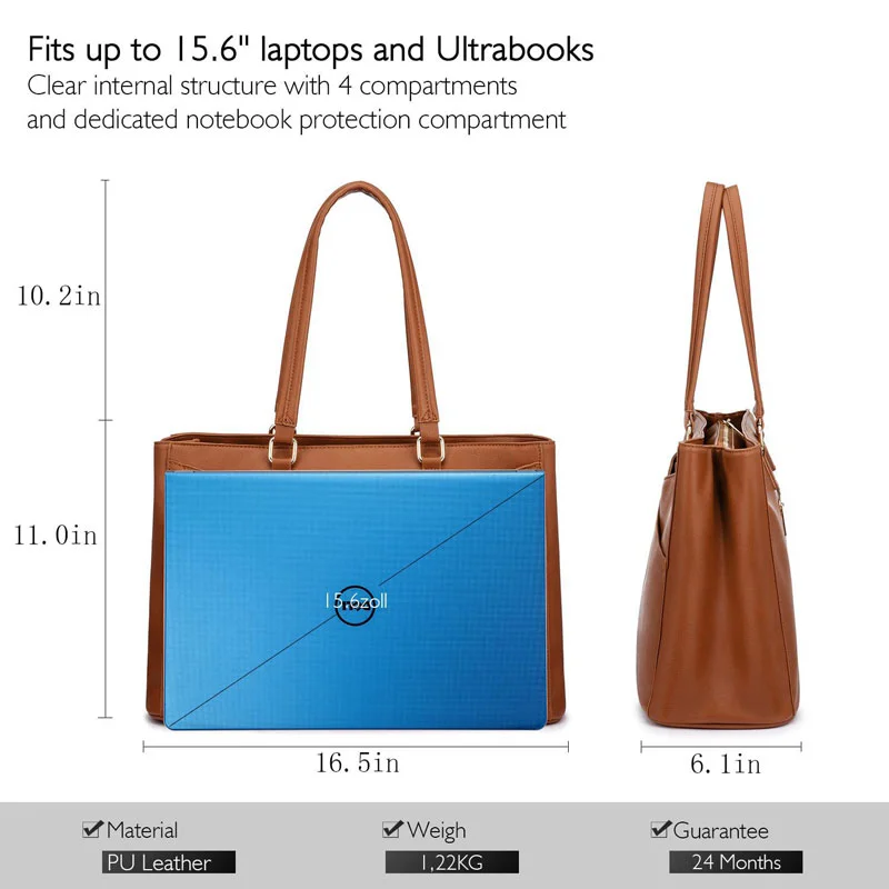 Guangzhou Fuliya Industry Co.,Ltd C-81439 This tote bag is water‑repellent, large‑capacity for a 15.6″ laptop, with multiple compartments, magnetic buckle and back zip pocket, hand/shoulder carry, minimalist design – for commuting, school, and travel.