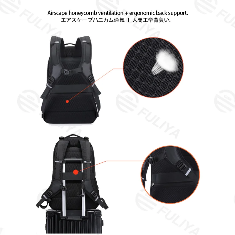 広州富麗雅実業有限会社 C-81440 このバックパックは多種ヘルメット対応、ハニカム通気背負い、バスケットボールや旅行荷物に対応する拡張可能、スーツケースベルト、滑り止めバックル、防犯ポケット付き – ライディング・通勤・旅行に。