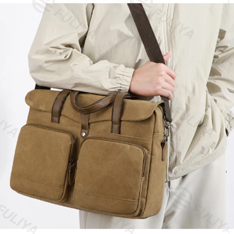 Guangzhou Fuliya Industry Co.,Ltd C-81445 This canvas bag is lightweight and soft, with hand/shoulder/crossbody carry, multi‑layer pockets – for commuting and casual use.