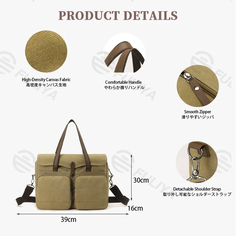 Guangzhou Fuliya Industry Co.,Ltd C-81445 This canvas bag is lightweight and soft, with hand/shoulder/crossbody carry, multi‑layer pockets – for commuting and casual use.