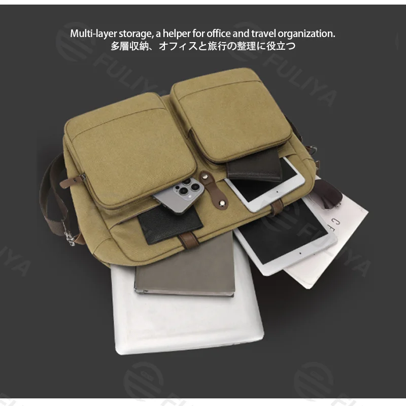 Guangzhou Fuliya Industry Co.,Ltd C-81445 This canvas bag is lightweight and soft, with hand/shoulder/crossbody carry, multi‑layer pockets – for commuting and casual use.