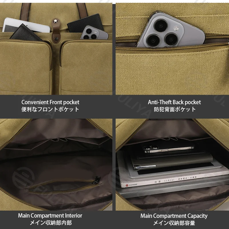 Guangzhou Fuliya Industry Co.,Ltd C-81445 This canvas bag is lightweight and soft, with hand/shoulder/crossbody carry, multi‑layer pockets – for commuting and casual use.