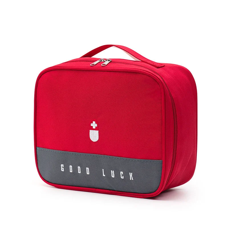 Guangzhou Fuliya Industry Co.,Ltd C-81455 This Oxford cloth medicine bag is waterproof and moisture‑proof, with large capacity and compartments, dual zipper, fits horizontally or vertically – for home, car, and outdoor emergency.