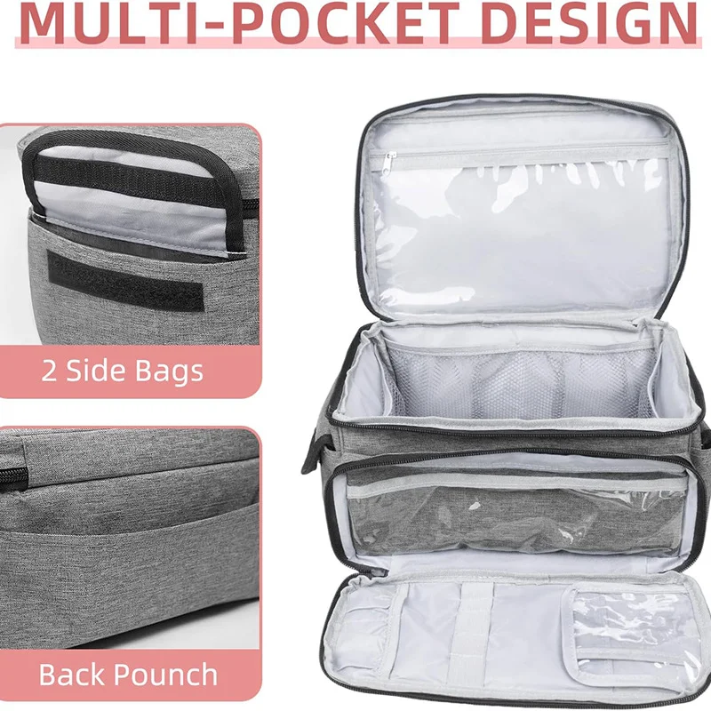 Guangzhou Fuliya Industry Co.,Ltd C-81468 This portable first aid bag has multiple pockets, large capacity, a handle, double zippers, and durable material – for camping, travel, car, and home.