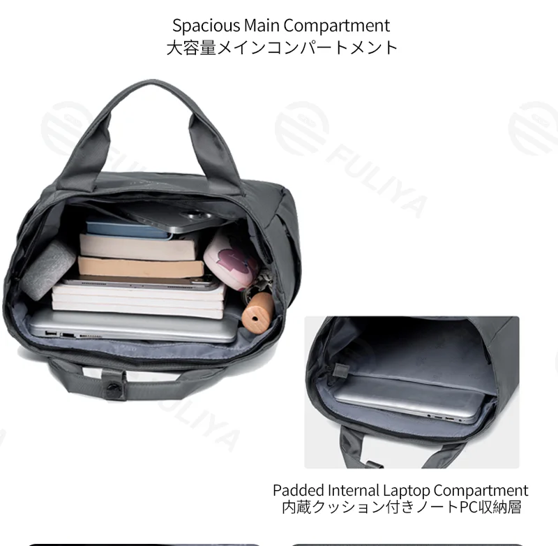 Guangzhou Fuliya Industry Co.,Ltd C-81326/FLY-238174 Large-capacity water-repellent backpack, convertible between backpack and hand carry, hidden straps, built-in laptop compartment, multiple pockets- for business, casual, and travel.