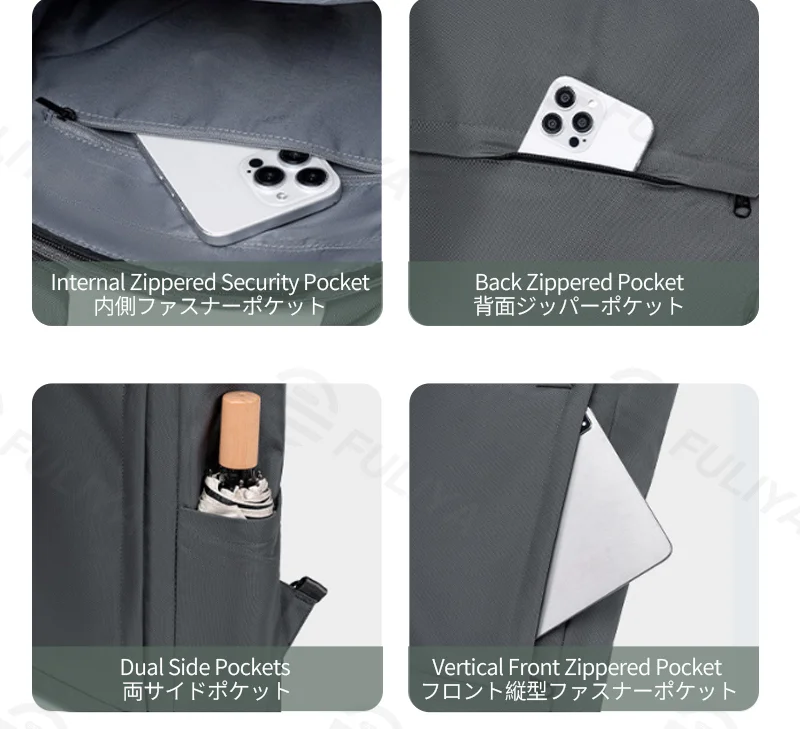 Guangzhou Fuliya Industry Co.,Ltd C-81326/FLY-238174 Large-capacity water-repellent backpack, convertible between backpack and hand carry, hidden straps, built-in laptop compartment, multiple pockets- for business, casual, and travel.