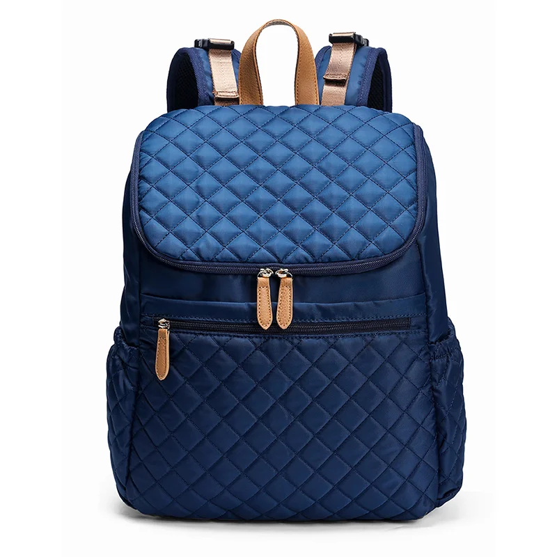Guangzhou Fuliya Industry Co.,Ltd C-80801 Lightweight waterproof quilted diaper backpack, large capacity with multi-pockets. Features stroller buckles, insulated bottle pockets, and adjustable straps. For baby care, daily use, and travel.