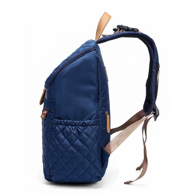 Guangzhou Fuliya Industry Co.,Ltd C-80801 Lightweight waterproof quilted diaper backpack, large capacity with multi-pockets. Features stroller buckles, insulated bottle pockets, and adjustable straps. For baby care, daily use, and travel.