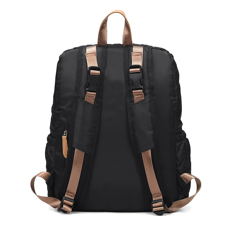 Guangzhou Fuliya Industry Co.,Ltd C-80801 Lightweight waterproof quilted diaper backpack, large capacity with multi-pockets. Features stroller buckles, insulated bottle pockets, and adjustable straps. For baby care, daily use, and travel.