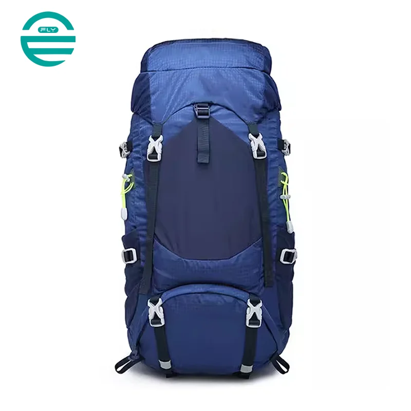 広州富麗雅実業有限会社  C-80816  50L撥水ナイロン登山リュック。サスペンション通気。ハイドレーション、ポール掛け、レインカバー付き。ハイキング・登山に。
