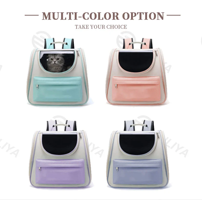 Guangzhou Fuliya Industry Co.,Ltd C-80818  Large-capacity breathable pet backpack with a visible window and anti-escape hook. Durable, scratch-resistant, and water-resistant. Lightweight and portable for cats, small dogs, and multi-pet families.