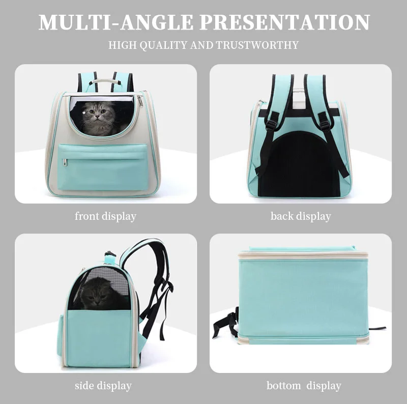 Guangzhou Fuliya Industry Co.,Ltd C-80818  Large-capacity breathable pet backpack with a visible window and anti-escape hook. Durable, scratch-resistant, and water-resistant. Lightweight and portable for cats, small dogs, and multi-pet families.