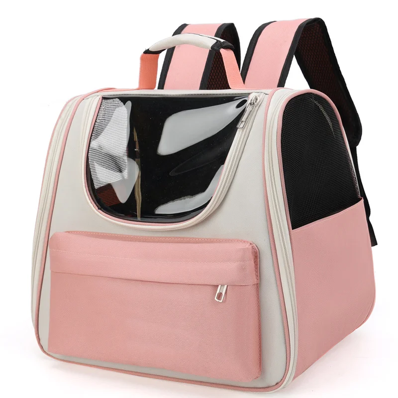 Guangzhou Fuliya Industry Co.,Ltd C-80818  Large-capacity breathable pet backpack with a visible window and anti-escape hook. Durable, scratch-resistant, and water-resistant. Lightweight and portable for cats, small dogs, and multi-pet families.