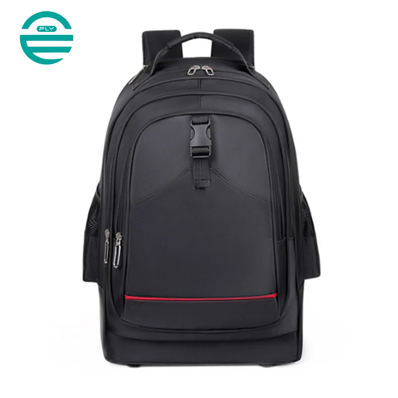 Guangzhou Fuliya Industry Co.,Ltd C-80823 Multi-functional trolley backpack. Features silent wheels, a hideable 2-stage pull rod, and anti-collision corners. Hidden shoulder straps, large capacity multi-pockets. For school, travel, and business trips.
