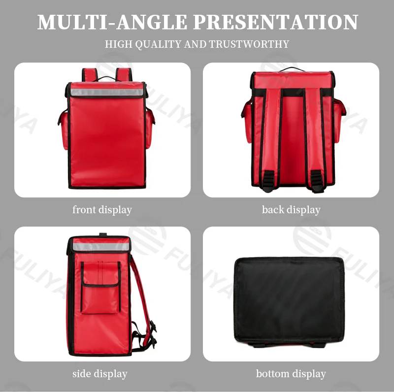 広州富麗雅実業有限会社 C-80901 42Lデリバリー保温ボックス、防水・防油、アルミ箔内張り、取り外しフレーム、反射ストリップ、サイドポケット - リュック背負い、デリバリー・スーパー・生鮮配送に。
