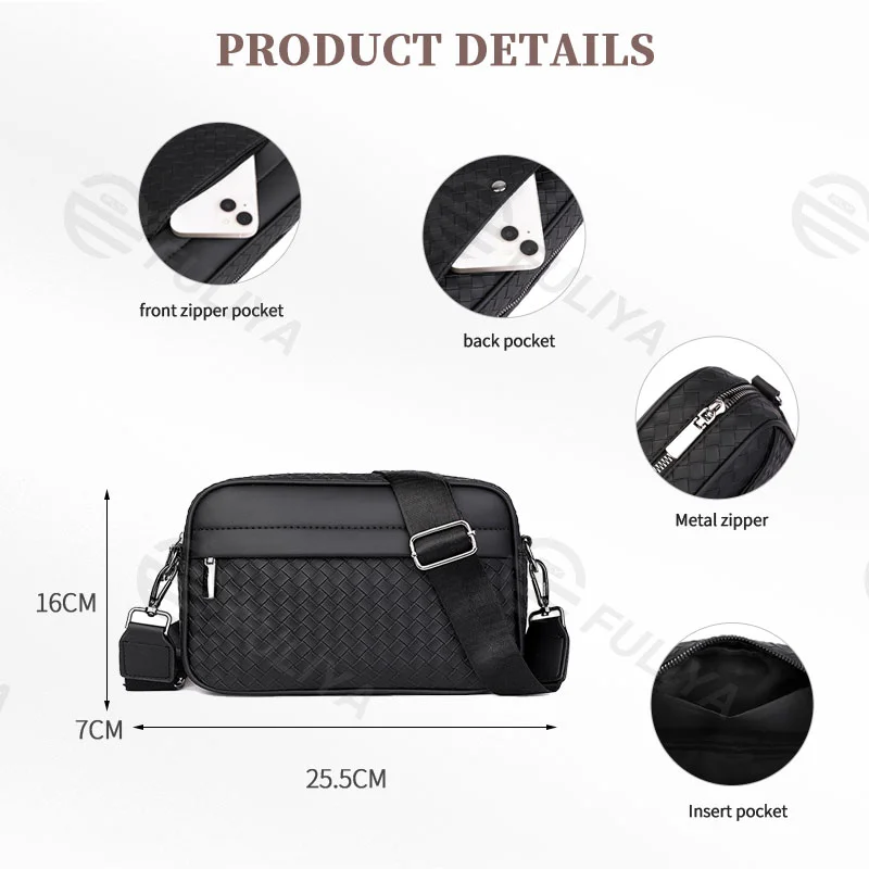 Guangzhou Fuliya Industry Co.,Ltd C-80912 Men's multi-functional shoulder/crossbody bag, water-repellent and wear-resistant, large capacity, multi-layer storage, approx. 0.3kg, adjustable strap - for commuting, outdoor, and daily use.