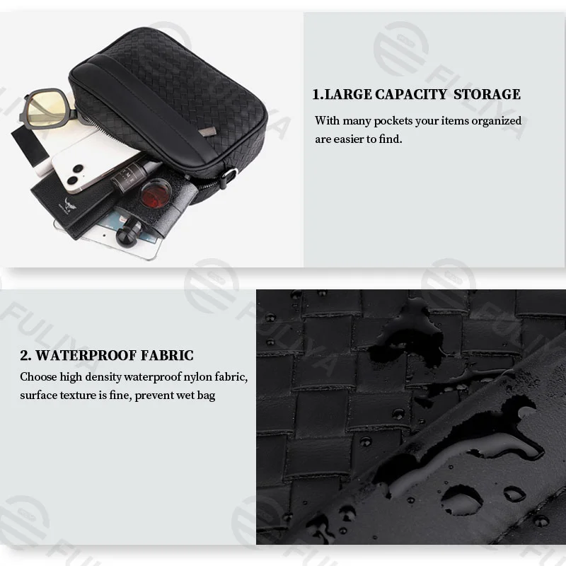 Guangzhou Fuliya Industry Co.,Ltd C-80912 Men's multi-functional shoulder/crossbody bag, water-repellent and wear-resistant, large capacity, multi-layer storage, approx. 0.3kg, adjustable strap - for commuting, outdoor, and daily use.