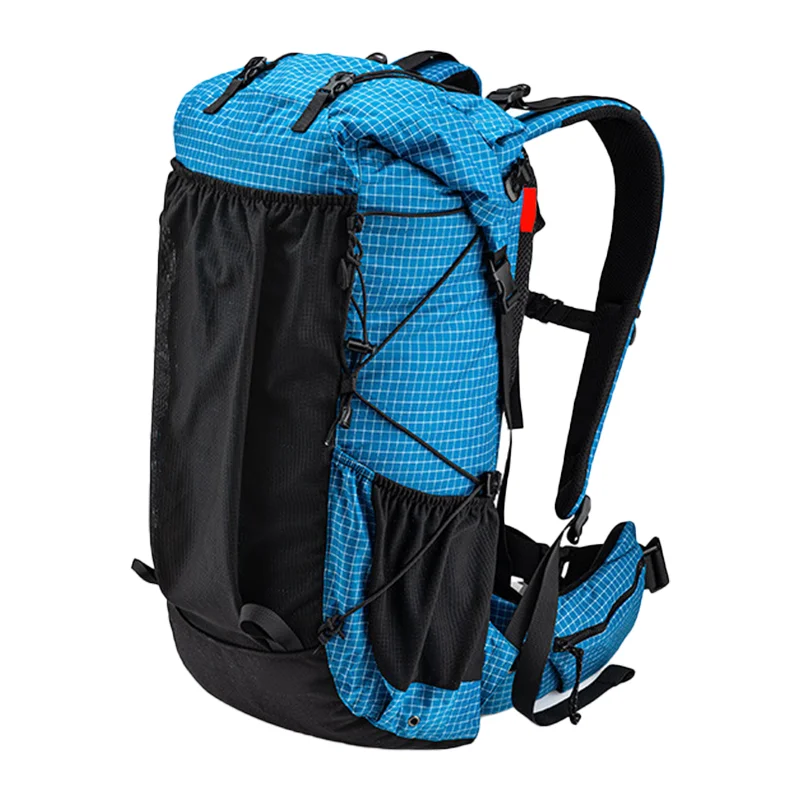 Guangzhou Fuliya Industry Co.,Ltd C-80917 Lightweight outdoor hiking backpack, water-resistant, large capacity, rain cover, elastic cords, expandable opening, and adjustable straps - 40L/60L for camping, hiking, and travel.
