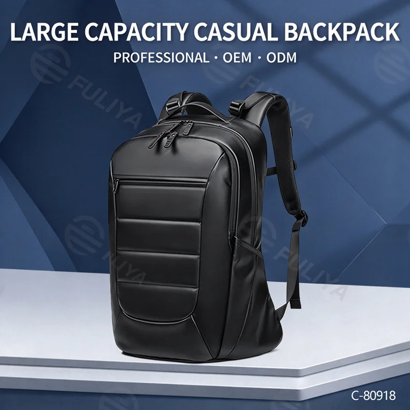Guangzhou Fuliya Industry Co.,Ltd C-80918 Men's large-capacity backpack, multi-layer storage, laptop compartment, wet/dry pocket, load-reducing strap buckle, and high-elastic EVA back pad - for business, commuting, and school.