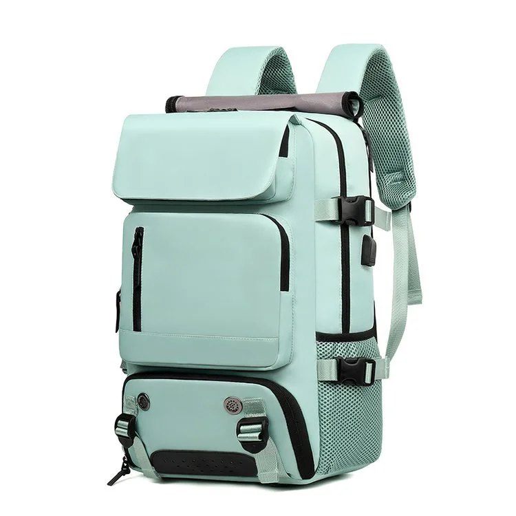 Guangzhou Fuliya Industry Co.,Ltd C-80919  Travel backpack, water-resistant, large capacity, shoe compartment, USB port, hidden straps, and luggage strap - backpack, shoulder, crossbody, or hand carry for business trips, travel, and fitness.