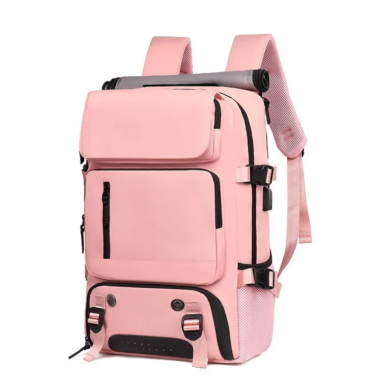 Guangzhou Fuliya Industry Co.,Ltd C-80919  Travel backpack, water-resistant, large capacity, shoe compartment, USB port, hidden straps, and luggage strap - backpack, shoulder, crossbody, or hand carry for business trips, travel, and fitness.