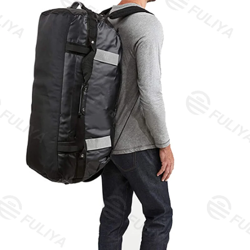 Guangzhou Fuliya Industry Co.,Ltd C-80920  Water-resistant sports travel duffel, large capacity, internal mesh pocket, dual zipper, and adjustable strap - hand or backpack carry for gym, camping, hiking, and weekend trips.