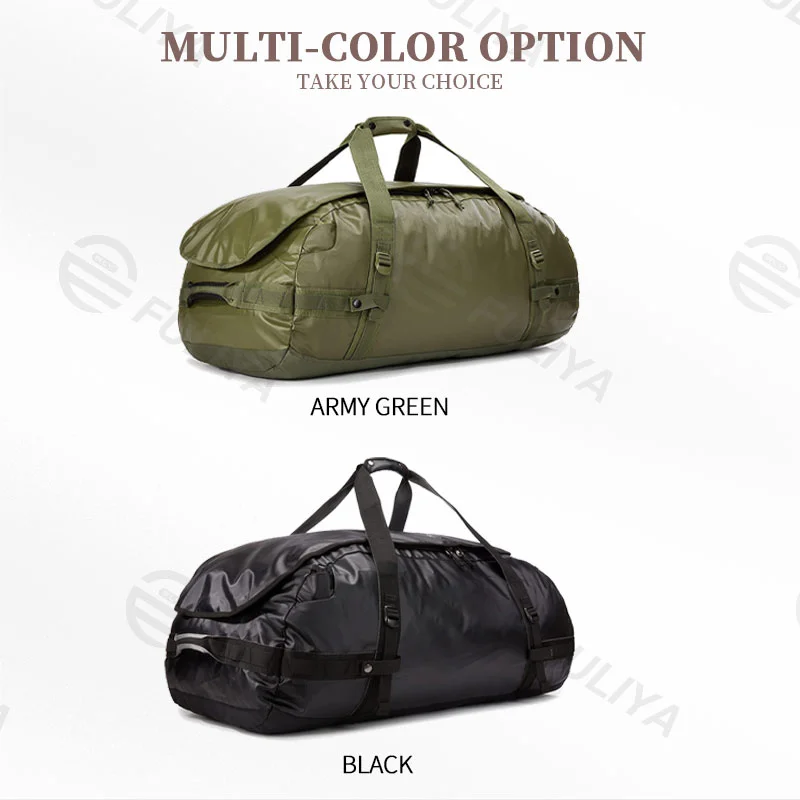 Guangzhou Fuliya Industry Co.,Ltd C-80920  Water-resistant sports travel duffel, large capacity, internal mesh pocket, dual zipper, and adjustable strap - hand or backpack carry for gym, camping, hiking, and weekend trips.
