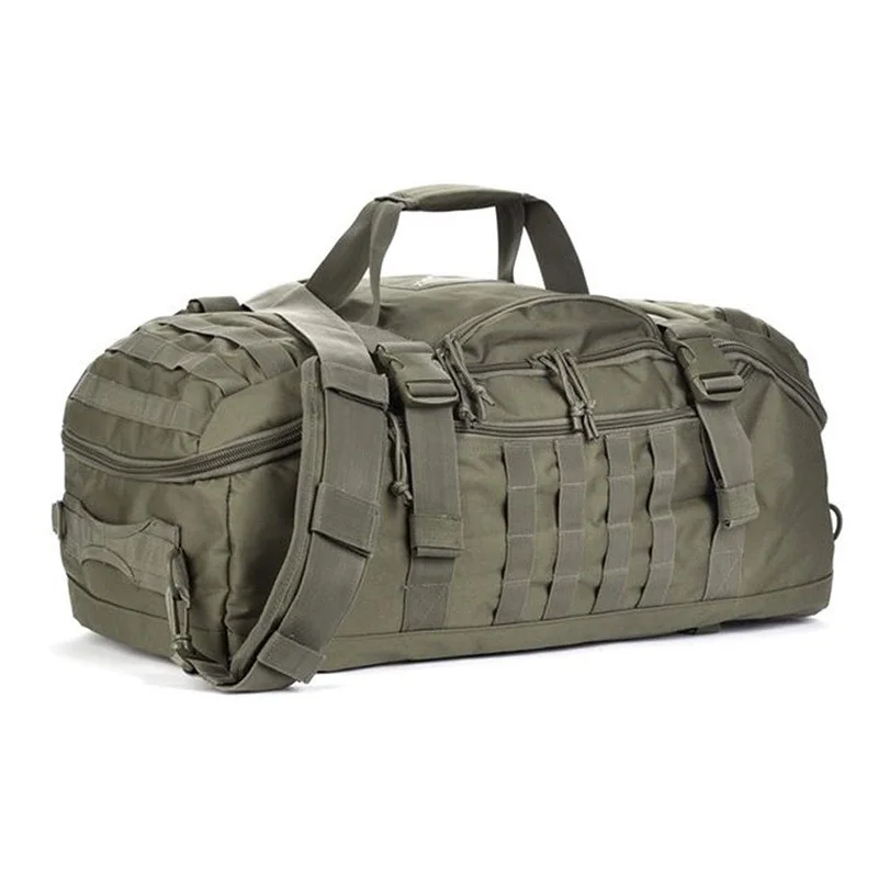 Guangzhou Fuliya Industry Co.,Ltd C-80921  Tactical travel gym bag, water-resistant, large capacity, anti-theft main pocket, hidden top pocket, and MOLLE system - for short trips and fitness.