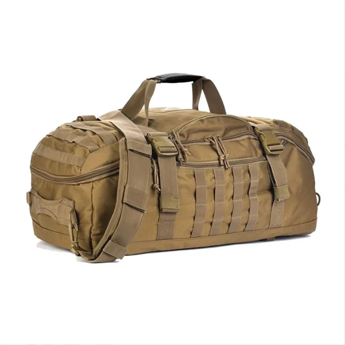Guangzhou Fuliya Industry Co.,Ltd C-80921  Tactical travel gym bag, water-resistant, large capacity, anti-theft main pocket, hidden top pocket, and MOLLE system - for short trips and fitness.
