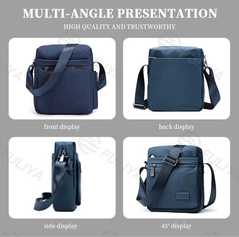 Guangzhou Fuliya Industry Co.,Ltd C-80922 Mini men's Oxford crossbody bag, multi-layer large capacity, approx. 0.38kg lightweight, adjustable strap - for daily use, commuting, and outings.