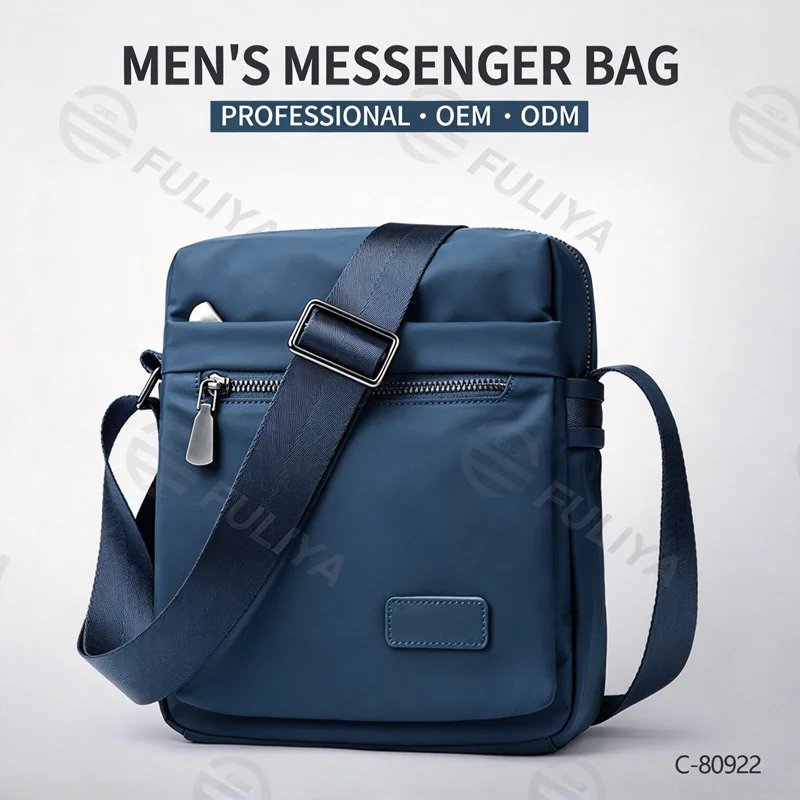 Guangzhou Fuliya Industry Co.,Ltd C-80922 Mini men's Oxford crossbody bag, multi-layer large capacity, approx. 0.38kg lightweight, adjustable strap - for daily use, commuting, and outings.