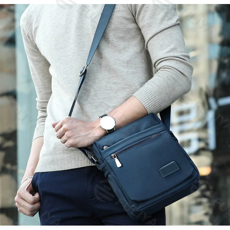 Guangzhou Fuliya Industry Co.,Ltd C-80922 Mini men's Oxford crossbody bag, multi-layer large capacity, approx. 0.38kg lightweight, adjustable strap - for daily use, commuting, and outings.