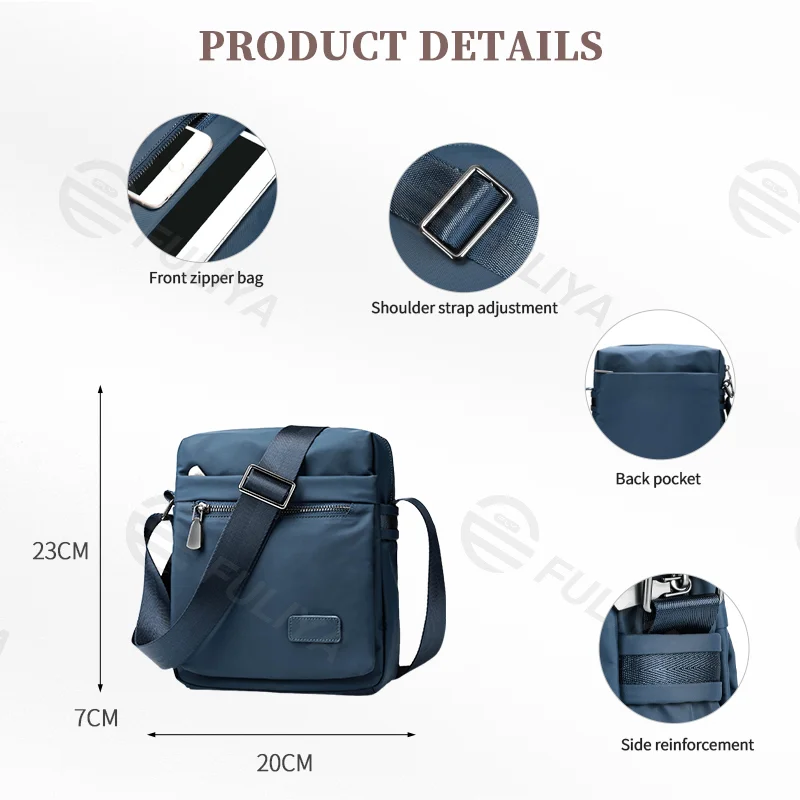 Guangzhou Fuliya Industry Co.,Ltd C-80922 Mini men's Oxford crossbody bag, multi-layer large capacity, approx. 0.38kg lightweight, adjustable strap - for daily use, commuting, and outings.