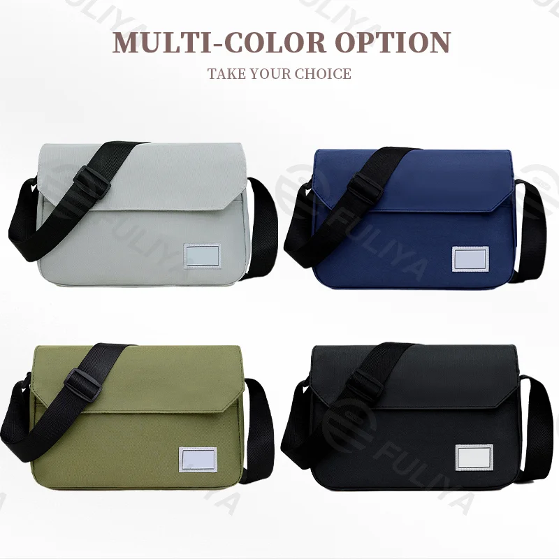 Guangzhou Fuliya Industry Co.,Ltd C-80923  Stylish minimalist crossbody bag, lightweight fabric approx. 0.21kg, square design, multi-compartment large capacity - for commuting, outdoor, sports, and business trips.