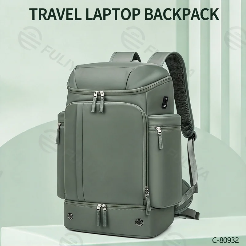 広州富麗雅実業有限会社  C-80932 メンズ45L大容量リュック、17インチPCと5〜7日分の荷物対応、独立シューズ収納、乾湿分離ポケット、USBポート、防盗背面ポケット、スーツケース固定ベルト付き - 旅行・出張・通勤に。