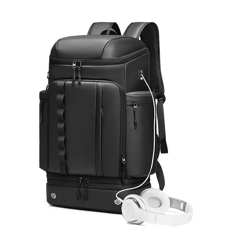 広州富麗雅実業有限会社  C-80932 メンズ45L大容量リュック、17インチPCと5〜7日分の荷物対応、独立シューズ収納、乾湿分離ポケット、USBポート、防盗背面ポケット、スーツケース固定ベルト付き - 旅行・出張・通勤に。