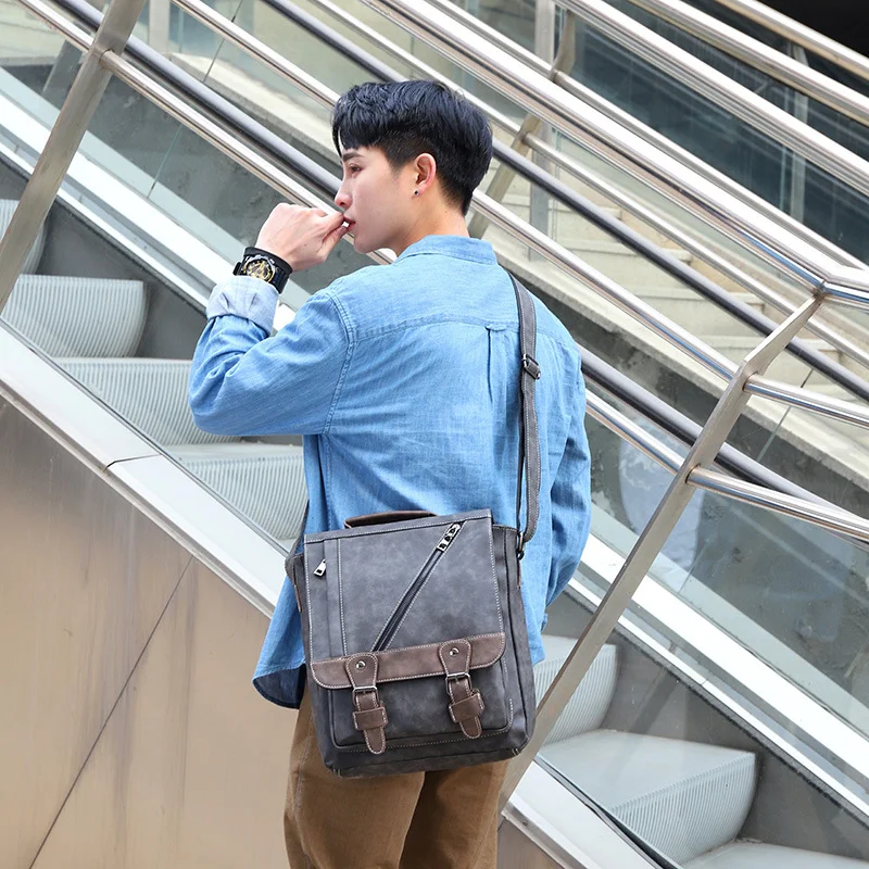 Guangzhou Fuliya Industry Co.,Ltd C-80949 Retro scratch & water-resistant shoulder bag with multi-compartment storage. Comfort pad, 3-way carry (shoulder/crossbody/hand). For commuting and daily use.