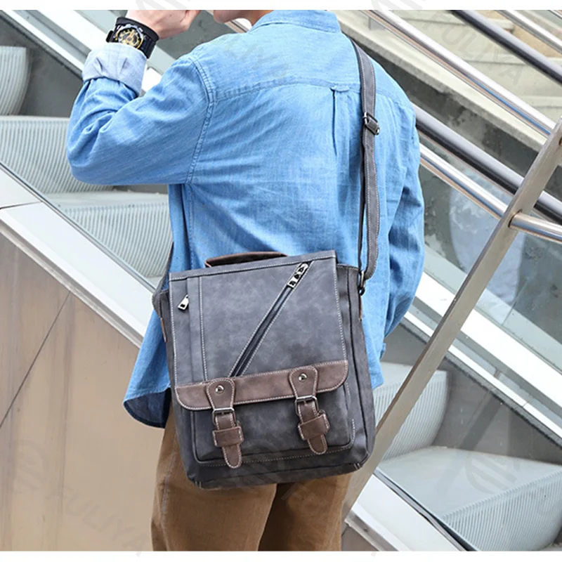 Guangzhou Fuliya Industry Co.,Ltd C-80949 Retro scratch & water-resistant shoulder bag with multi-compartment storage. Comfort pad, 3-way carry (shoulder/crossbody/hand). For commuting and daily use.