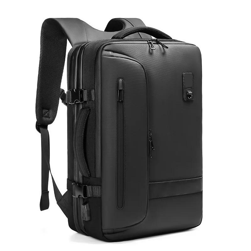 Guangzhou Fuliya Industry Co.,Ltd C-80953 Multi-functional vacuum-compression backpack, expandable 22L-45L . Water-resistant Oxford fabric, 15.6" laptop sleeve, 3D breathable pad, and USB port. For business trips and travel.