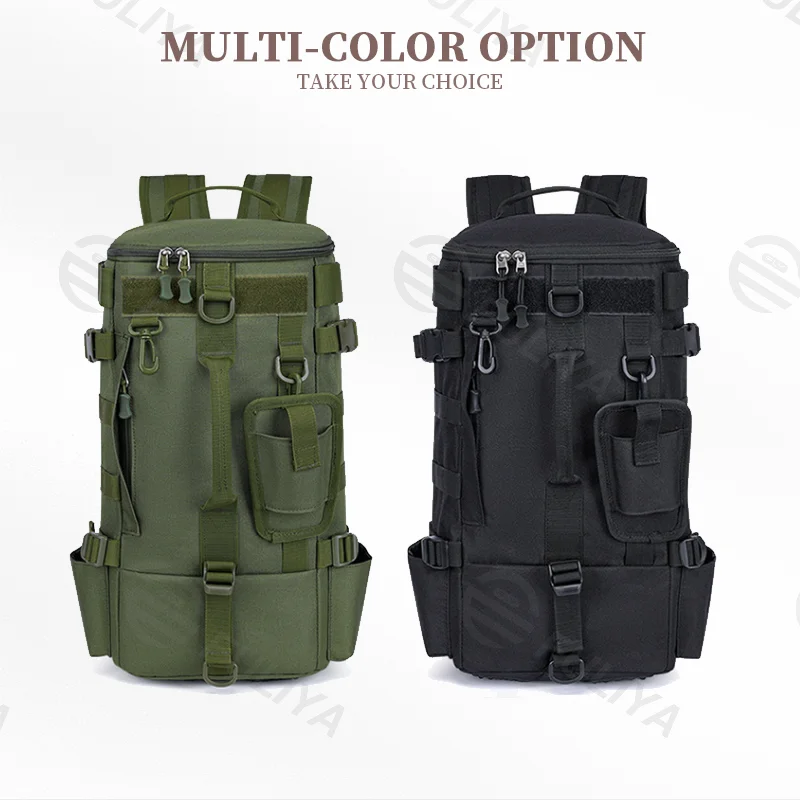 Guangzhou Fuliya Industry Co.,Ltd C-80958 Large-capacity lure backpack with hidden straps (backpack/shoulder). Rod holes, multi-compartment storage, wet/dry separation, and water-resistant fabric. For fishing and outdoor.