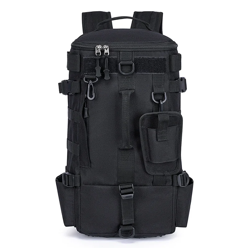 Guangzhou Fuliya Industry Co.,Ltd C-80958 Large-capacity lure backpack with hidden straps (backpack/shoulder). Rod holes, multi-compartment storage, wet/dry separation, and water-resistant fabric. For fishing and outdoor.