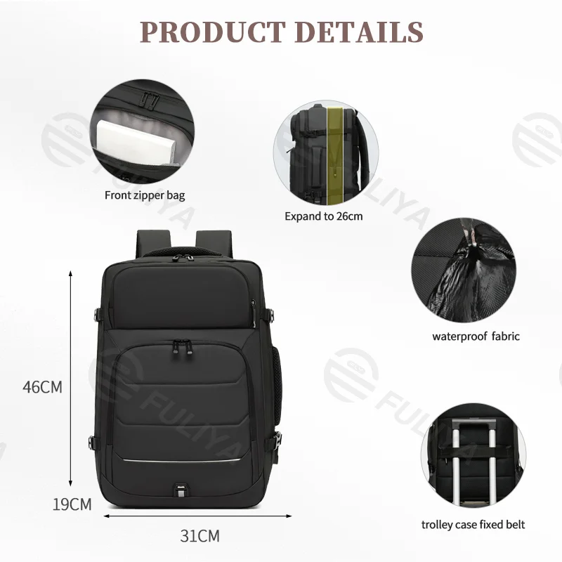Guangzhou Fuliya Industry Co.,Ltd C-80966 Water-resistant expandable business backpack. 17" laptop sleeve, USB port, honeycomb back pad. H/V switchable. For business commuting.