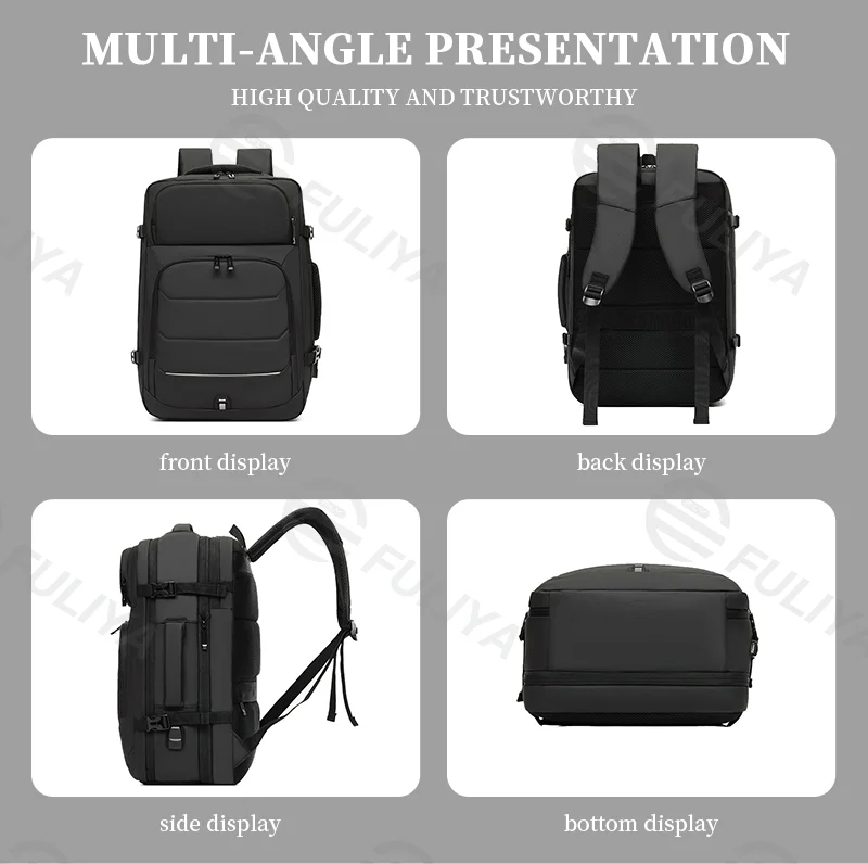 Guangzhou Fuliya Industry Co.,Ltd C-80966 Water-resistant expandable business backpack. 17" laptop sleeve, USB port, honeycomb back pad. H/V switchable. For business commuting.