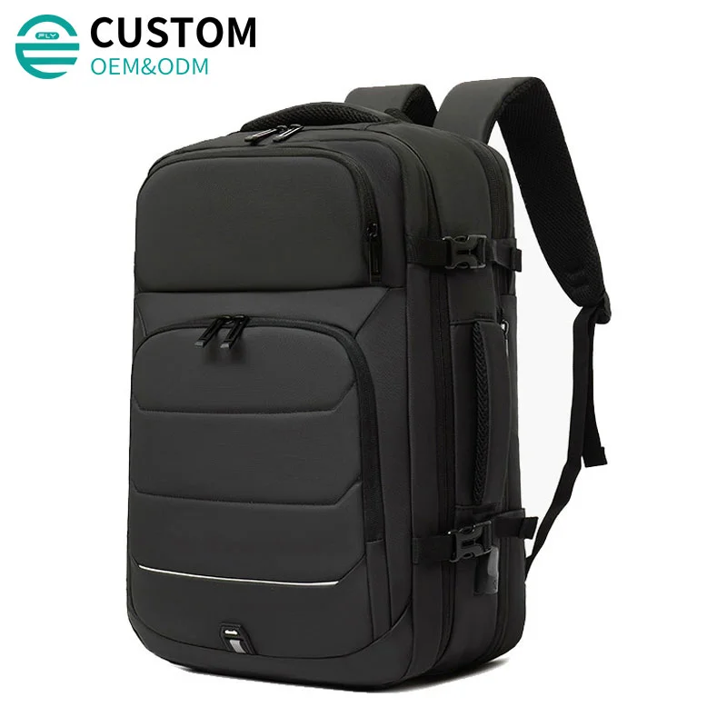 Guangzhou Fuliya Industry Co.,Ltd C-80966 Water-resistant expandable business backpack. 17" laptop sleeve, USB port, honeycomb back pad. H/V switchable. For business commuting.