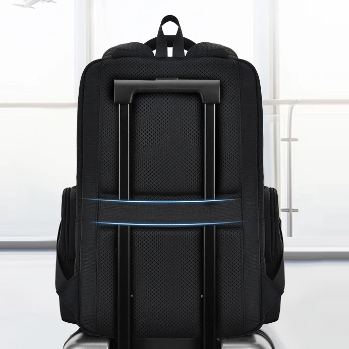 Guangzhou Fuliya Industry Co.,Ltd C-80967 Lightweight casual business backpack with laptop sleeve, multi-layer storage, breathable honeycomb back pad, wide load-balancing straps, and trolley sleeve. For commuting, business, and travel.