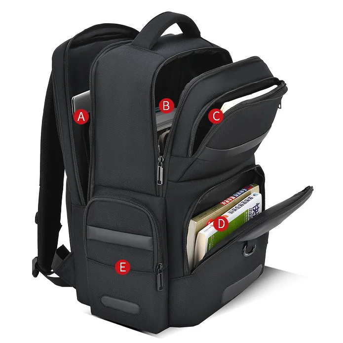 Guangzhou Fuliya Industry Co.,Ltd C-80967 Lightweight casual business backpack with laptop sleeve, multi-layer storage, breathable honeycomb back pad, wide load-balancing straps, and trolley sleeve. For commuting, business, and travel.