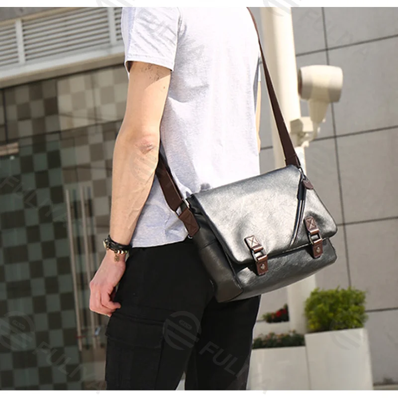Guangzhou Fuliya Industry Co.,Ltd C-80968 Premium soft leather shoulder bag with large multi-compartment capacity for laptops and documents. Reinforced strap. For business commuting and casual use.