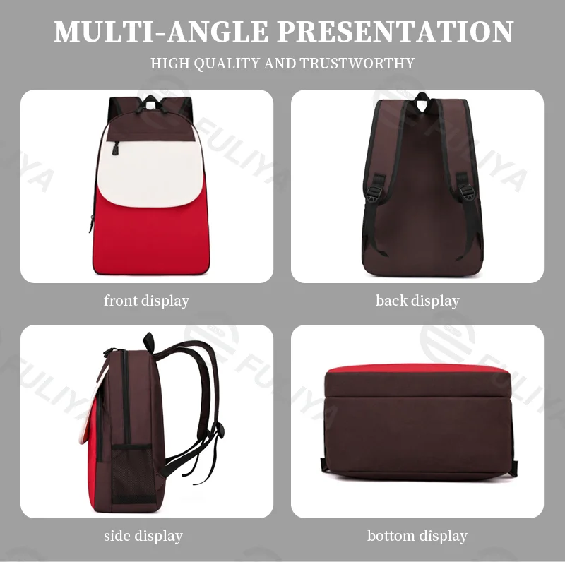 Guangzhou Fuliya Industry Co.,Ltd C-80976 Ultra-lightweight (0.55KG) ergonomic kids' school backpack. S-shaped back design for comfort and weight relief. Compact size with large capacity for books. For primary, middle/high school, and training centers.