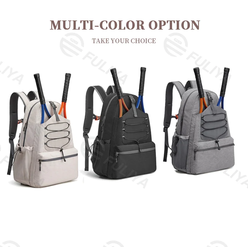 Guangzhou Fuliya Industry Co.,Ltd C-80980 Waterproof lightweight sports backpack with shoe compartment, reflective strips, whistle buckle, bottle and ball pockets. For tennis, pickleball, and daily sports.