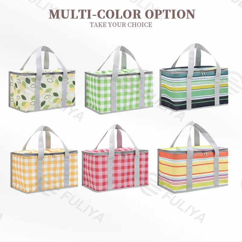 Guangzhou Fuliya Industry Co.,Ltd C-80982 Large-capacity foldable insulated picnic basket with a thickened aluminum alloy frame for strong load-bearing. Easy to fold and space-saving. For outdoor camping, picnics, and daily lunches.
